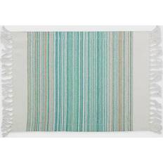 Design Imports Striped Fringe 6-pack Place Mat Blue (50.8x33.02cm)