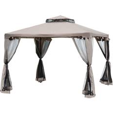 Metal Pavilions & Accessories OutSunny Gazebo Taupe Double Tier 3x3m