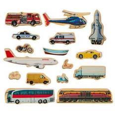 Wooden Toys Cars Staples Transportation Wooden Photo Blocks- Set of 16