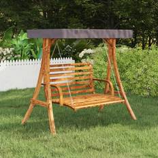 Aires de jeux vidaXL Swing Frame With Anthracite Roof Bent Wood Teak Finish