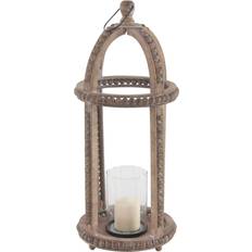 Olivia & May 29" x 13" Rustic Glass Cage Style Wood Candle Holder 29"