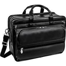 McKlein Franklin | 17” Leather Detachable-Wheeled Laptop Case - Black