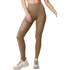 Alo High-Waist Moto Legging Women - Gravel/Gravel Glossy