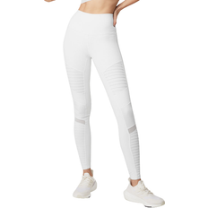 High-Waist Moto Legging Women - White/White Glossy