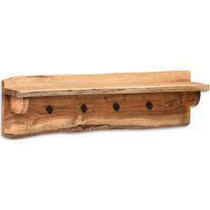 Wood Hallway Furniture & Accessories Alaterre Furniture Alpine Natural Live Edge Coat Hooks with Shelf Coat Hook 36"