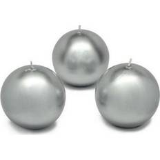 Silver Candles Zest Candle 3 in. Metallic Silver Ball Candles -6pc-Box Candle 6pcs