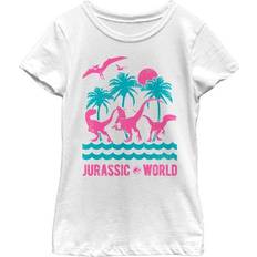 Fifth Sun Girl's Jurassic World Fallen Kingdom Tropical Dinosaurs Graphic Tee - White