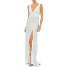 Mac Duggal High Slit Sheath Gown - White