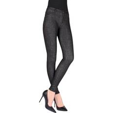 MeMoi Unbottled Cotton Blend Denim Jean Leggings - Black