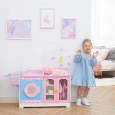Teamson Kids Olivia's Little World Barn Trä Interaktiv 6-i-1 Babydocka Skötbord Station TD-13522A