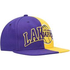 Purple - Sportswear Garment Caps Mitchell & Ness Los Angeles Lakers Half and Half Snapback Hat Men - Purple/Gold