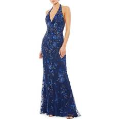 Mac Duggal Floral Beaded Column Gown - Midnight