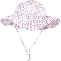 1-3M - Girls Bucket Hats Hudson Baby Sun Protection Hat - Pink Berry Floral (10357460)