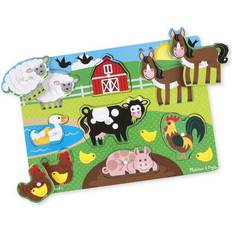 Plastic Knob Puzzles Melissa & Doug Farm Peg Puzzle 8 Pieces