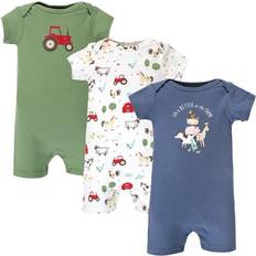 18-24M Playsuits Hudson Baby Cotton Rompers 3-pack - Boy Farm Animals