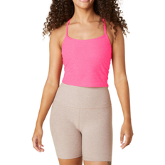 Moisture Wicking Tank Tops Beyond Yoga Spacedye Slim Racerback Cropped Tank Top - Electric Pink Heather