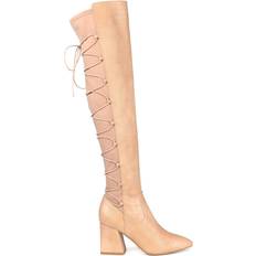 Beige - Women High Boots Journee Collection Valorie Extra Wide Calf - Beige