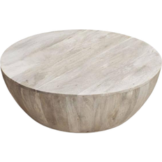 Round - Wood Coffee Tables The Urban Port Mango Wood Distressed White Coffee Table 36"