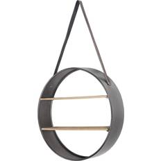 Decorative Items American Art Decor 33" Round Metal and Wood Hanging Wall Shelf Brown Decoration 33.5"