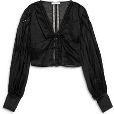 Frame Lace Trim Blouse - Noir