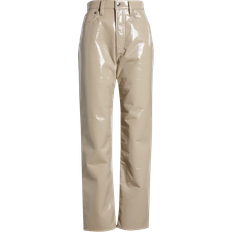 Leather Imitation Trousers Agolde Recycled Leather Fitted 90's Pants - Quail Patent