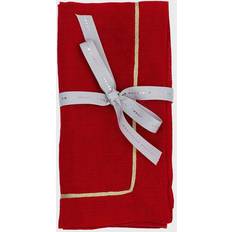 Joanna Buchanan Gold-Tone Trim Linen Dinner Napkins Set of 2 Tovagliolo di Stoffa Rosso (50.8x50.8cm)
