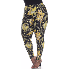 Yellow Tights White Mark Printed Leggings Plus Size - Yellow