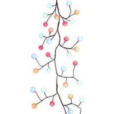 Cotton Christmas Decorations Kurt Adler 6-Foot 48-Light LED Brown Garland with Cotton Ball Decoration