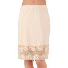 Beige - Knee Length Skirts Vanity Fair Lace-Trim Half Slip Skirt - Damask Neutral