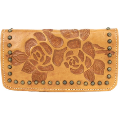 American West Texas Rose Tri-Fold Wallet - Natural Tan