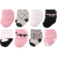 Bow Underwear Children's Clothing Hudson Rolled Cuff Terry Socks 8-pack - Bows