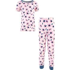 Touched By Nature Organic Cotton Tight Fit Short Sleeve Top and Pant Pajama Set - Blossoms (10161714)