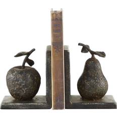 Bookends Olivia & May 5" x 4.5" Set of 2 Metal Pear and Apple Sculpture Fruit Bookends Gray Julpynt 13cm