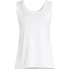 Acrylic Tank Tops Misook Double Scoop Neck Knit Tank Top - White