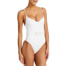 Jonathan Simkhai Noa Belted Underwire One Piece Swimsuit - White