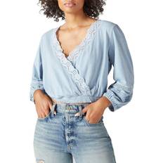 Lucky Brand Cotton Eyelet Top - Ashley Blue