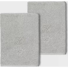 Linum Home Textiles Monogrammed H Guest Towel Gray (33.02x33.02cm)