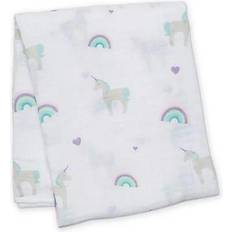 Lulujo Rainbows and Unicorns Swaddle Blanket