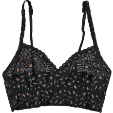 Hanky Panky Cross Dyed Leopard V-Neck Retro Bralette - Black/Praline