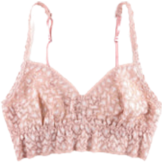 Hanky Panky Cross Dyed Leopard V-Neck Retro Bralette - Desert Rose/White