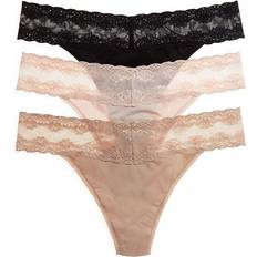 Natori Bliss Perfection Thong 3-pack - Cameo Rose/Café/Black