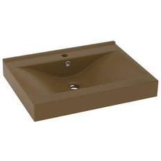 vidaXL Lavabo Avec Trou De Robinet Crème Mat 60 x 46 cm Céramique