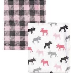 Hudson Cozy Plush Luxury Blankets Pink Moose 2-pack