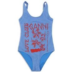 Ganni Graphic Logo One Piece Swimsuit - Azure Blue