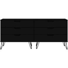 Black 6 drawer double dresser Manhattan Comfort Rockefeller Double Low 6-Drawer Chest of Drawer 69.7x30.2"