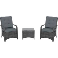 Glass - Grey Bistro Sets OutSunny 841-143V01 - Grey Bistro Set, 1 Table incl. 2 Chairs