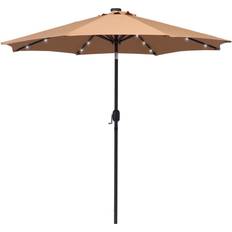 Best Parasols & Accessories OutSunny Alfresco Solar Powered LED Parasol Umbrella, Brown