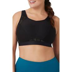 F - Fitness & Gym Bras Glamorise No-Sweat Mesh Sports Bra Plus Size - Black