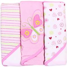 Polyester Baby Towels Spasilk Soft Terry Hooded Towel Set 3-pack Pink Butterfly