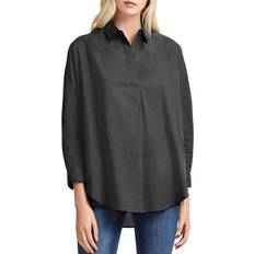 Oversize Shirts French Connection Rhodes Oversize V-Neck Poplin Shirt - Black